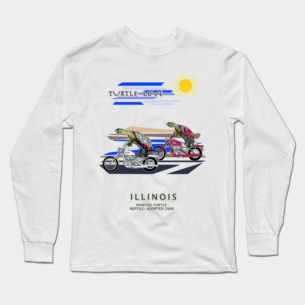Turtle Love, Valentines Day, Motorcycles, Illinois, Painted Turtles Long Sleeve T-Shirt by cfmacomber